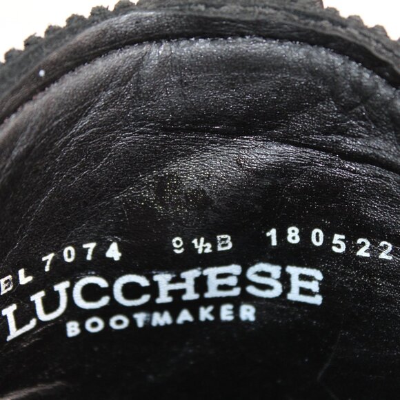 NWB Lucchese Sofia Fringe Heled Bootie Boots Western Cowboy Black Zip Suede - Picture 8 of 8